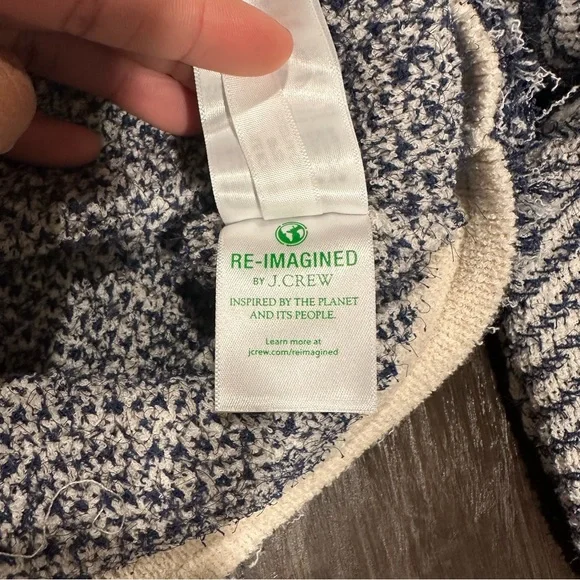 J.Crew Collection Textured Cotton Lady Jacket | NWT | M | Navy White | Fringe - Picture 13 of 15